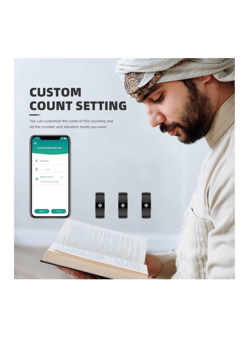 إيكوانتو خاتم تصبيح ذكي مقاوم للماء، خاتم قبلة، هدية للمسلمين من جميع الأعمار مع 5 تذكيرات لأوقات الصلاة وإعدادات عد مخصصة، شاشة OLED - Image 5