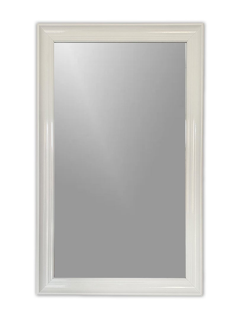 White Rectangular Wall Mirror – Medium Size | Water-Resistant PVC Frame for Bathroom & Bedroom - Image 1