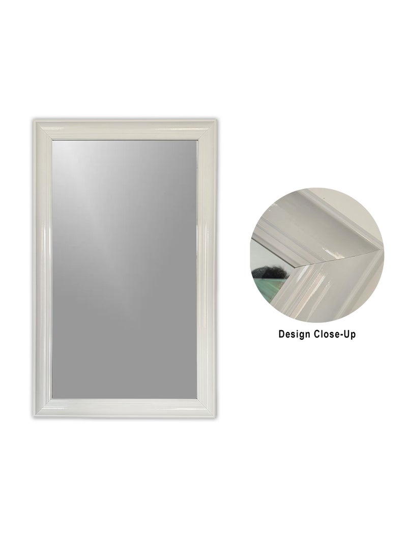 White Rectangular Wall Mirror – Medium Size | Water-Resistant PVC Frame for Bathroom & Bedroom - Image 2