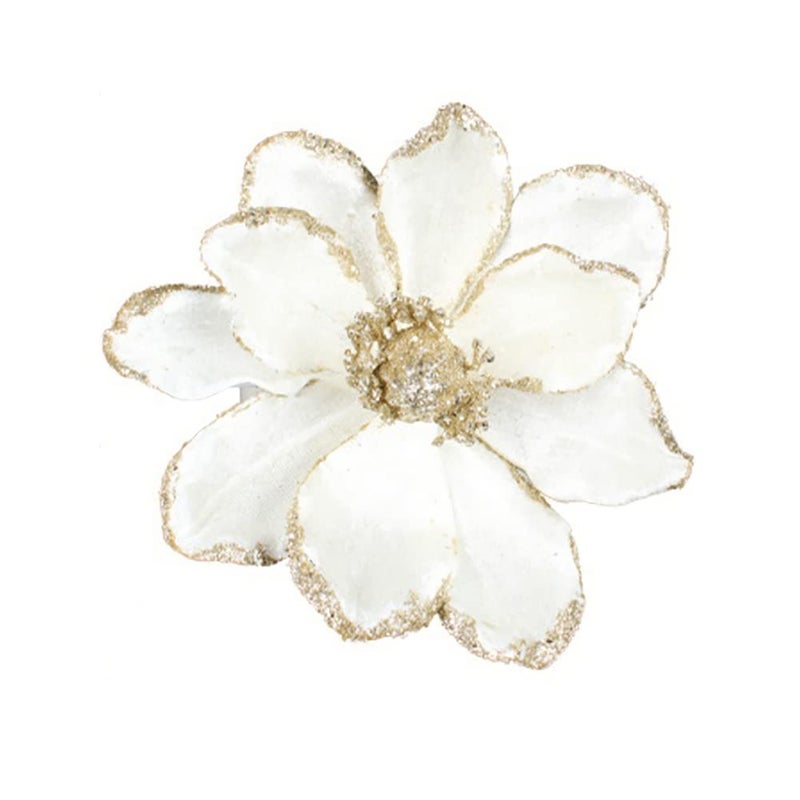 vctops 10 PCS Glitter Artificial Flower Christmas Tree Wreath DIY Ornaments 63 Inch Faux Flower for Xmas New Year Wedding Party Holiday DecorationWhite A