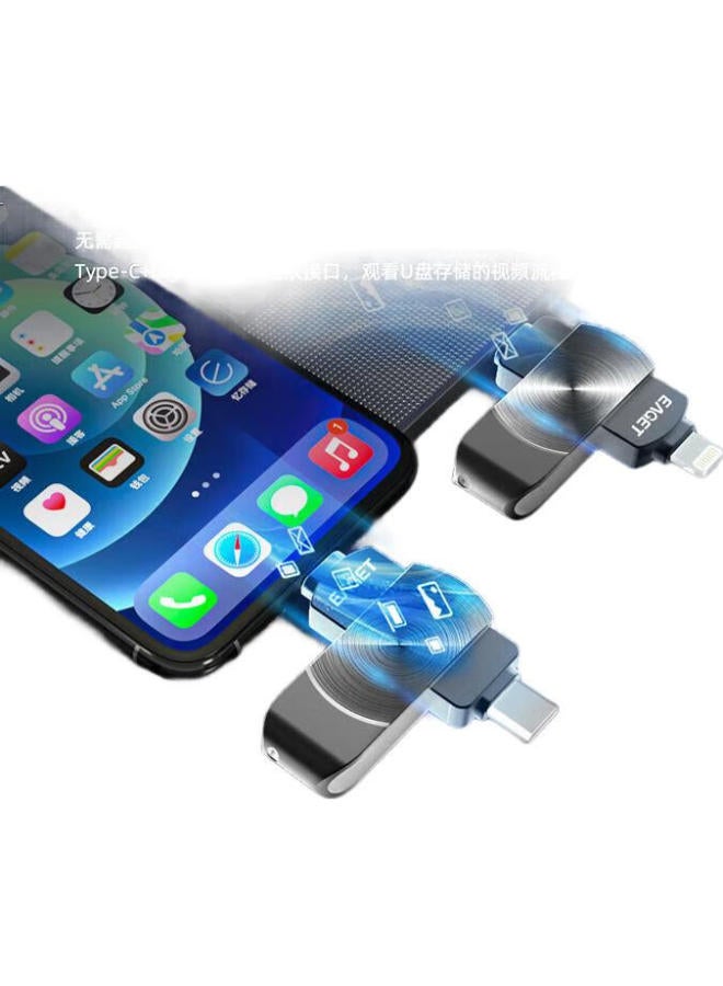 EAGET Eaget 128Gb Lightning/Type-C Dual Interface Usb Flash Drive For Apple And Android Phones, Compatible With Iphone 6/6 Plus, Apple Official Mfi Certified, One-Click Backup, Dual-Use For Phone And Computer, Black - Image 1