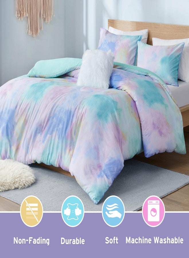 Intelligent Design Duvet Cover Bedding Sets for Girls & Boys Watercolor Tie Dye Twin Duvet Cover Set Kids, Microfiber Duvet Cover Set, Pillow Cassiopeia, Twin/Twin XL Pink/Blue 3 Piece - Image 2