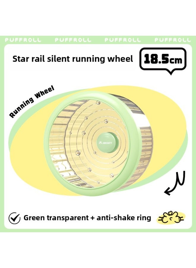 Hamster Running Wheel Ultra-quiet Golden Bear Roller Suspension Bracket To Relieve Boredom Running Anti-throw Sports Toys-Color:Star Rail Running Wheel 18.5cm Green Transparent + Anti-shake Ring  - Image 1