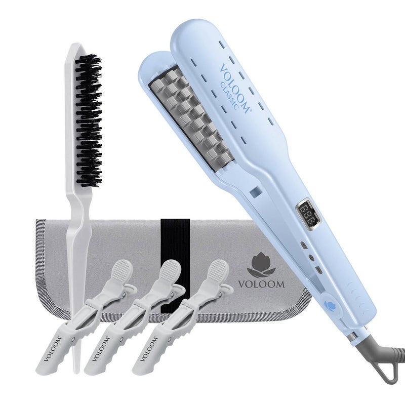 VOLOOM فولوم كلاسيك 1-1/2 بوصة مكواة سيراميك احترافية لتكثيف الشعر - أداة لتكثيف الشعر وتصفيفه مع درجة حرارة قابلة للتعديل وإيقاف تلقائي للحفاظ على الحجم للشعر الأكثر كثافة - حقيبة مقاومة للحرارة - Image 1
