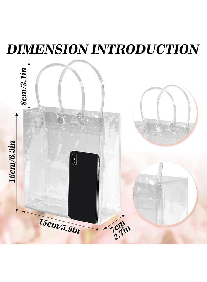 Clear PVC Gift Bags with Handles - 10PCS Mini Party Favor Bags Transparent Party Favour Plastic Gift Bag 5.9X6.29 Inches Tote Goodie Bag Bulk Pvc Plastic Bags with Handles for Gifts - Image 2
