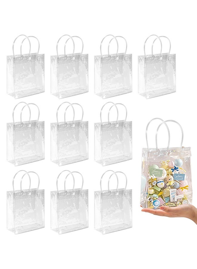 Clear PVC Gift Bags with Handles - 10PCS Mini Party Favor Bags Transparent Party Favour Plastic Gift Bag 5.9X6.29 Inches Tote Goodie Bag Bulk Pvc Plastic Bags with Handles for Gifts - Image 1