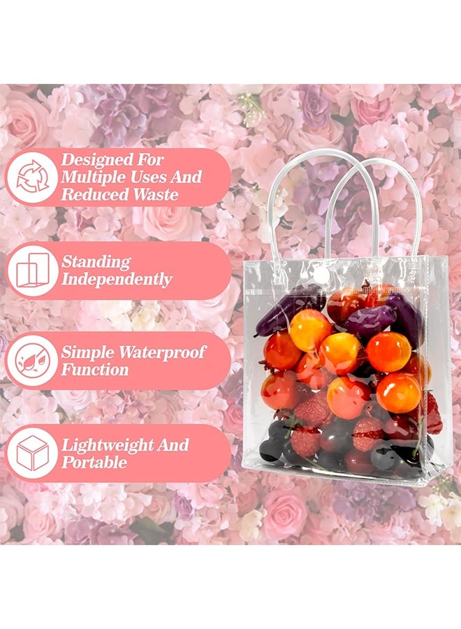 Clear PVC Gift Bags with Handles - 10PCS Mini Party Favor Bags Transparent Party Favour Plastic Gift Bag 5.9X6.29 Inches Tote Goodie Bag Bulk Pvc Plastic Bags with Handles for Gifts - Image 3