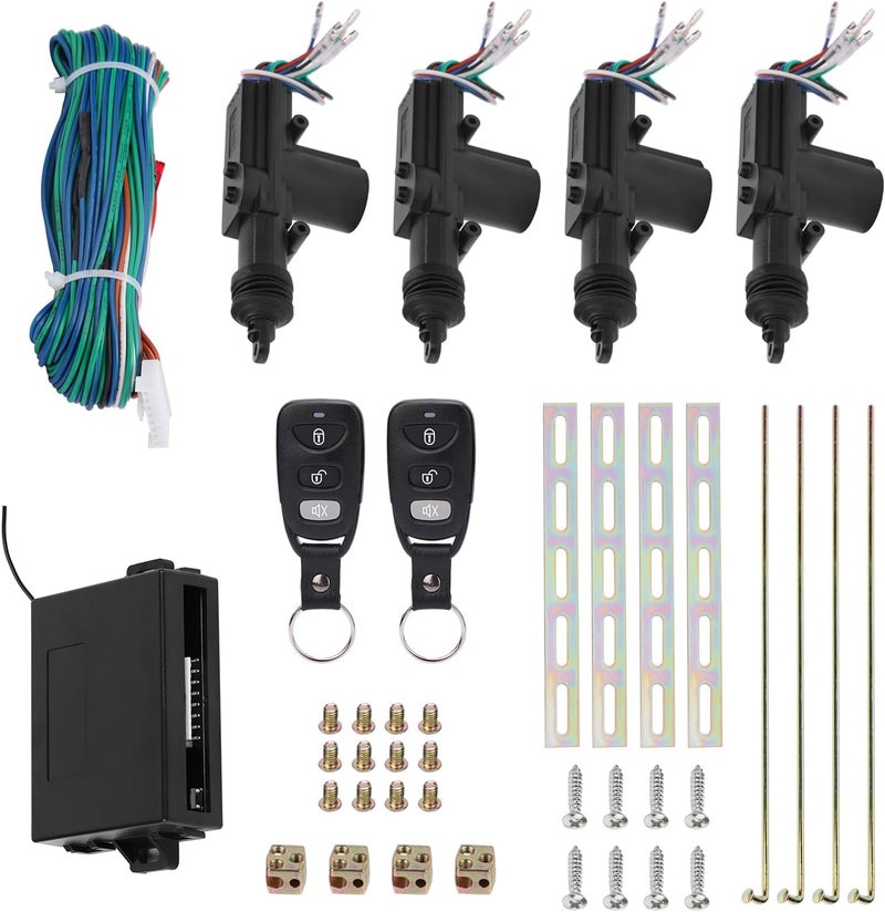 ZERONE Remote Lock Kit, Universal Car Remote Control 4 Door Power Central Lock System Auto Locking Security Keyless Entry Kit for 2 3 4 car Truck Doors - Image 1