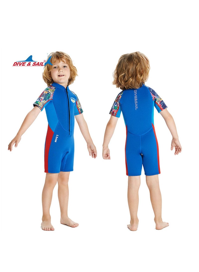 DIVE & SAIL 2Pcs Keep Warm Children Diving Suit Three-layer High Elastic Wetsuit For Boys Multicolour - Image 2