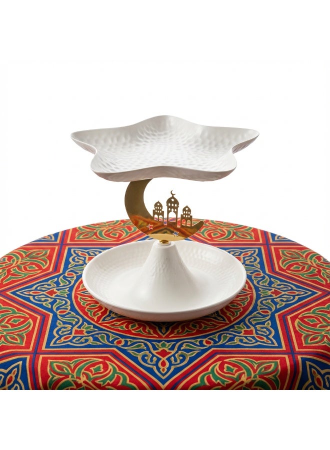 Elegant 2-Tier Metal Stand for Ramadan Dates & Sweets - Image 2
