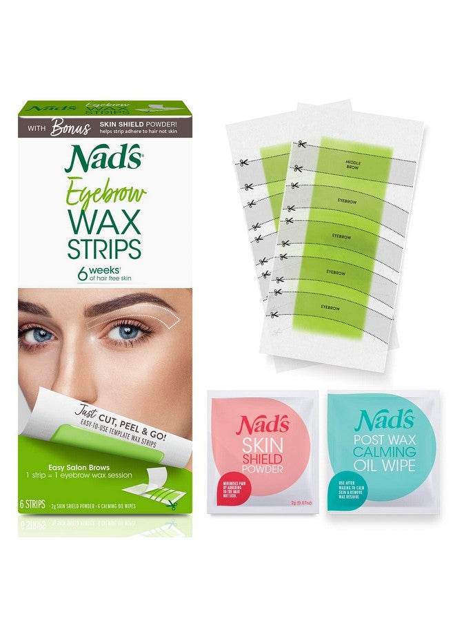 Nad's Ad'S Eyebrow Wax Strips Facial Hair Removal For Women Eyebrow Wax Kit With 6 Eyebrow Waxing Strips + 6 Calming Oil Wipes + 2G Skin Protection Powder 1 Count - Image 1