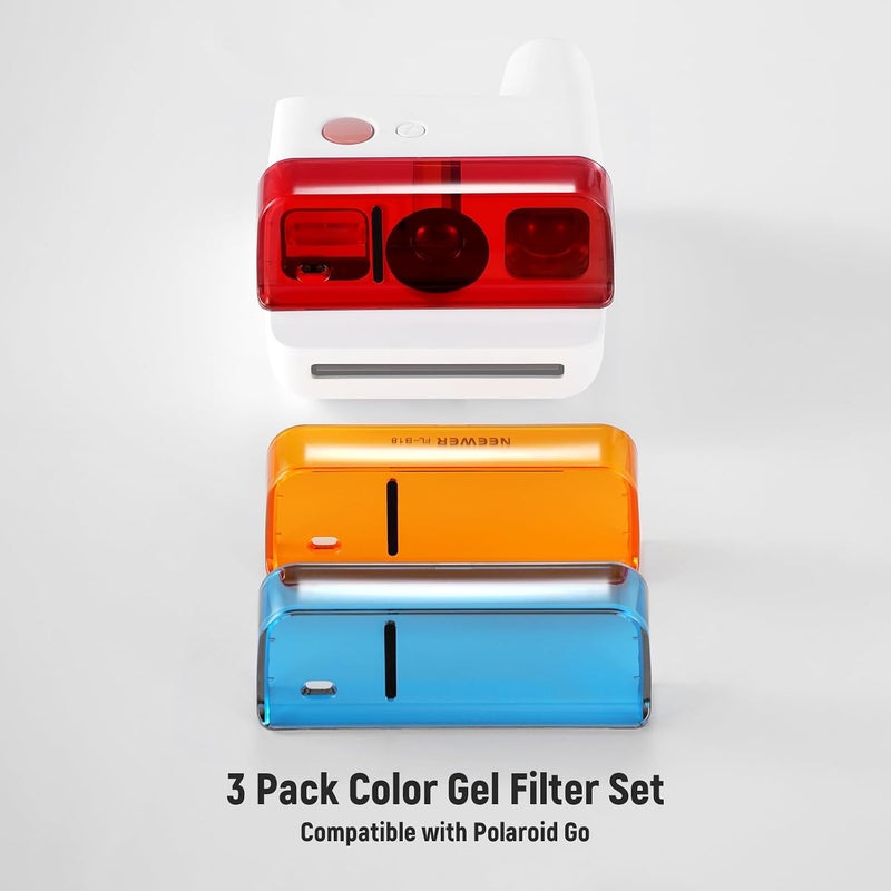 مجموعة مرشحات العدسة NEEWER المتوافقة مع كاميرا Polaroid Go، طقم ملحقات مرشحات الجل الملونة القابلة للتركيب بالضغط من 3 قطع (أحمر، أزرق، برتقالي) للتصوير الإبداعي، FL-B18 - Image 2