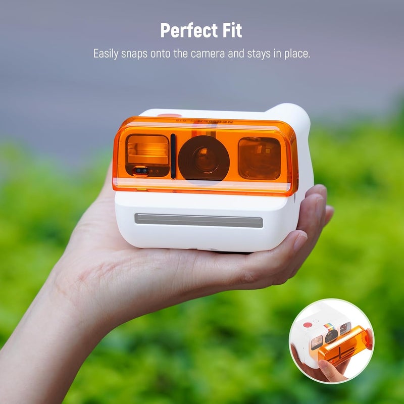 مجموعة مرشحات العدسة NEEWER المتوافقة مع كاميرا Polaroid Go، طقم ملحقات مرشحات الجل الملونة القابلة للتركيب بالضغط من 3 قطع (أحمر، أزرق، برتقالي) للتصوير الإبداعي، FL-B18 - Image 4