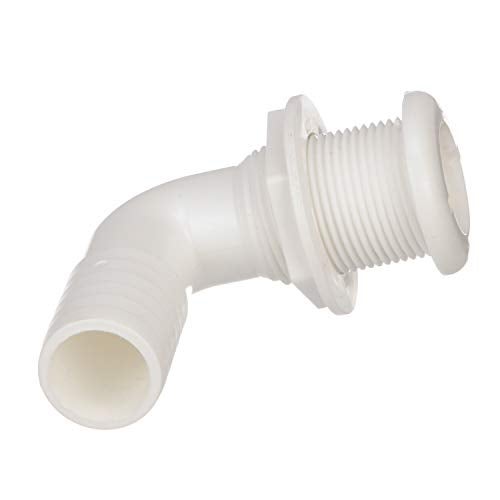 Seachoice 90-Degree Thru-Hull Connector, Fits 1-1/8 in. ID Hose, 1-1/8 in. Max Hull,White - Image 4