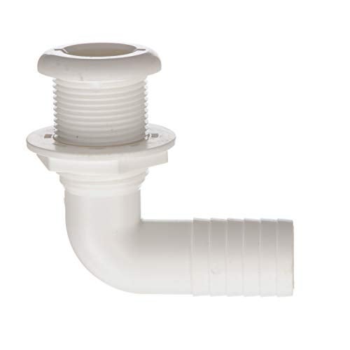 Seachoice 90-Degree Thru-Hull Connector, Fits 1-1/8 in. ID Hose, 1-1/8 in. Max Hull,White - Image 2