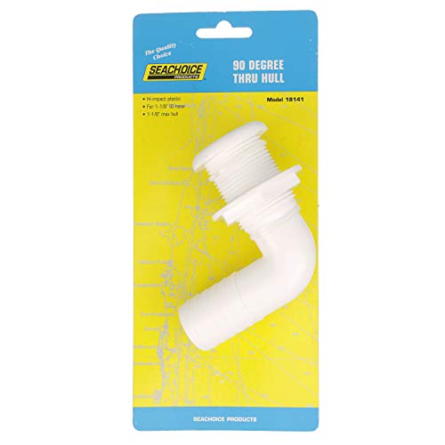 Seachoice 90-Degree Thru-Hull Connector, Fits 1-1/8 in. ID Hose, 1-1/8 in. Max Hull,White - Image 5