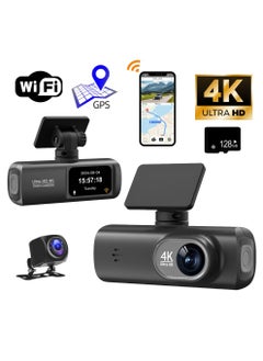 Milatech UHD 4K car dash cam front and rear dual lens front 3840*2160P rear lens built-in WiFi G sensor with GPS car DVR recorder  - Image 1