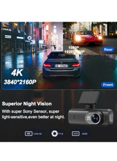 Milatech UHD 4K car dash cam front and rear dual lens front 3840*2160P rear lens built-in WiFi G sensor with GPS car DVR recorder  - Image 4
