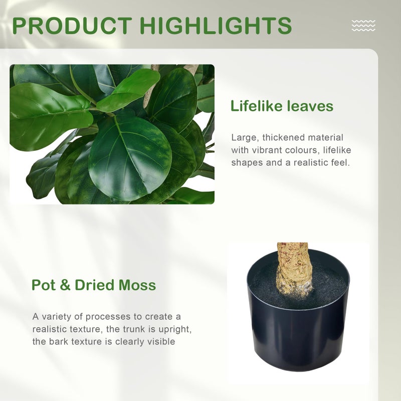 VECELO Artificial Fiddle Leaf Fig Tree 6FT(71in), Tall Fake Floor Plants with 150 Large Realistic Leaves in Plastic Pot for Indoor Outdoor Living Room Home Decor - Image 4
