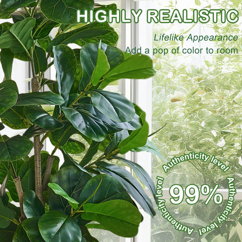 VECELO Artificial Fiddle Leaf Fig Tree 6FT(71in), Tall Fake Floor Plants with 150 Large Realistic Leaves in Plastic Pot for Indoor Outdoor Living Room Home Decor - Image 5