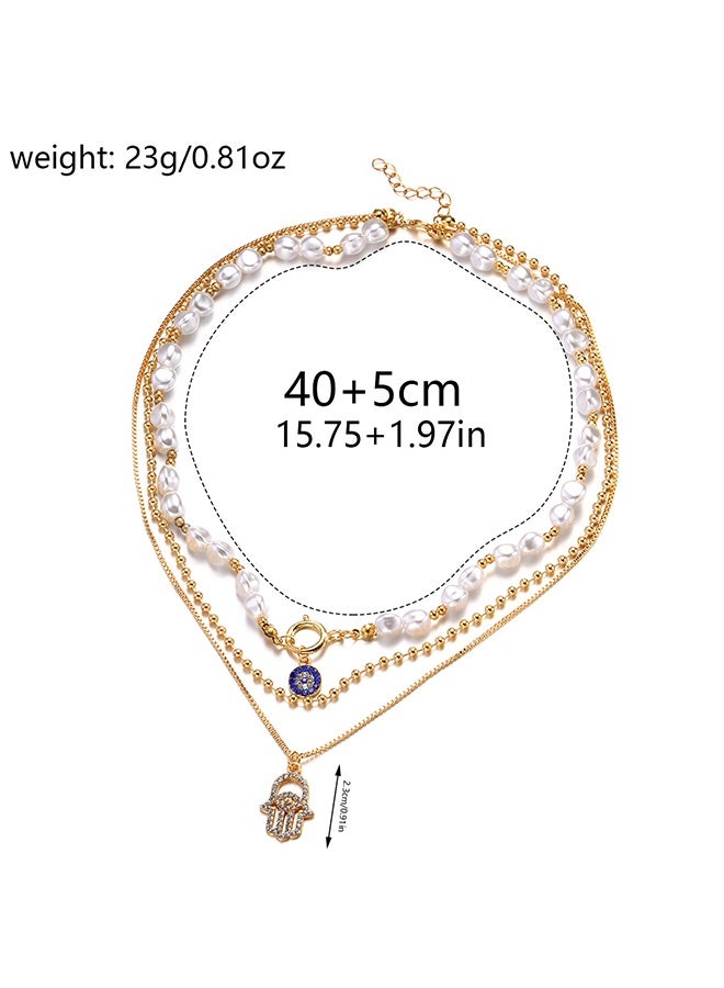 Lemon Layered Evil Eye Necklace for Women The evil Eye Pendant Hamza Pendant Exquisite Waterproof Lucky Protection Layered Hamsa Necklace Jewelry - Image 5