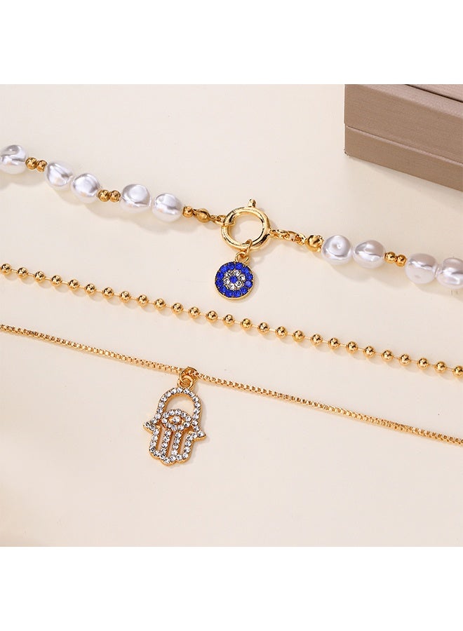 Lemon Layered Evil Eye Necklace for Women The evil Eye Pendant Hamza Pendant Exquisite Waterproof Lucky Protection Layered Hamsa Necklace Jewelry - Image 4