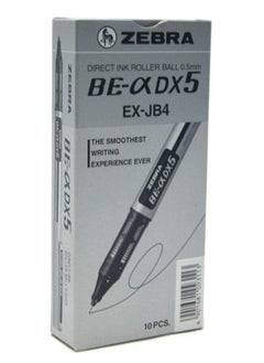 ZEBRA Zebra Dx5 Liquid Ink Rollerball Pen - Black - Pack of 10  - Image 1