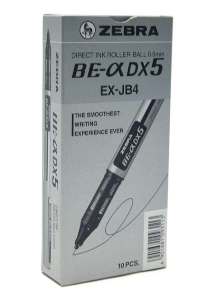 ZEBRA Zebra Dx5 Liquid Ink Rollerball Pen - Black - Pack of 10  - Image 1