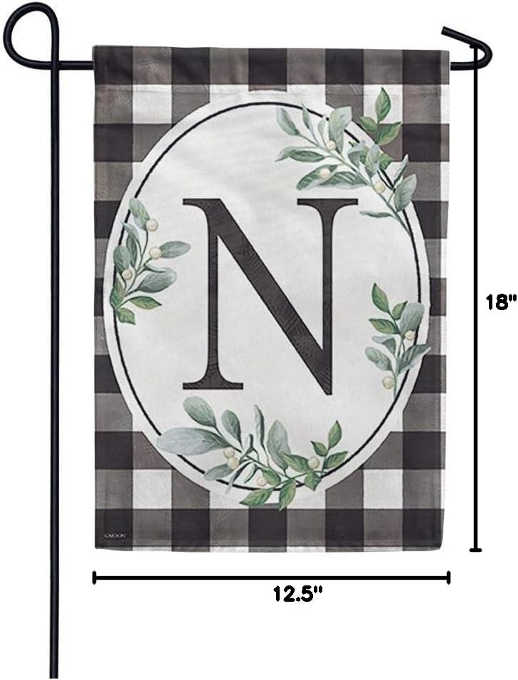 Carson Carson Home Accents 50061 Monogram Classic Garden Flag Buffalo Check Letter N  - Image 2