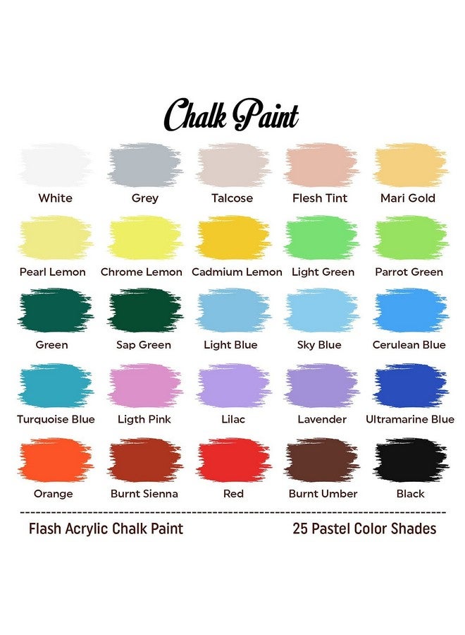 فلاش مجموعة طلاء الطباشير الأكريليكية فلاش | لمسة نهائية طباشيرية | 25 لونًا | 50 مل، 1.7 أونصة سائلة لكل لون | قوة صبغية عالية | لا يتلاشى | للاستخدام الداخلي/الخارجي | غير سام | طلاء متعدد الأسطح | فنان محترف، هواة - Image 3