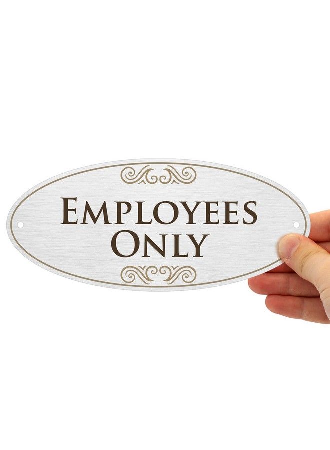 SmartSign Designer Employees Only Sign For Door 3M Adhesive Backing & Predrilled Holes 3.5 X 8 Inch Vintage Decor Office Sign Matte Finish 32 Mil Anodized Aluminum - Image 4