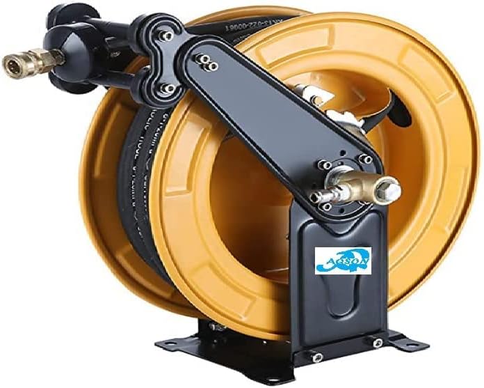 AQ AQSON بكرة خرطوم الهواء القابلة للسحب AQSON - 3/8" × 50' خرطوم هجين ثقيل الاستخدام مع هيكل فولاذي - Image 2