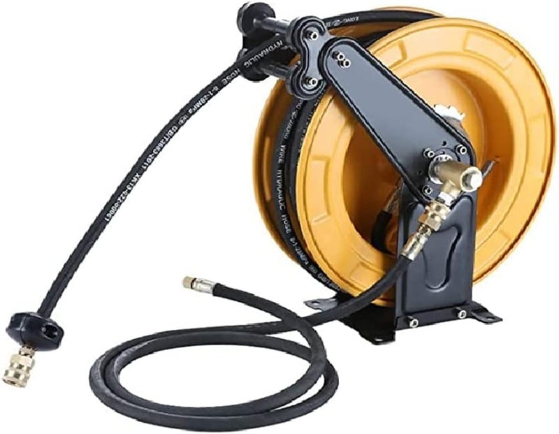 AQ AQSON بكرة خرطوم الهواء القابلة للسحب AQSON - 3/8" × 50' خرطوم هجين ثقيل الاستخدام مع هيكل فولاذي - Image 1