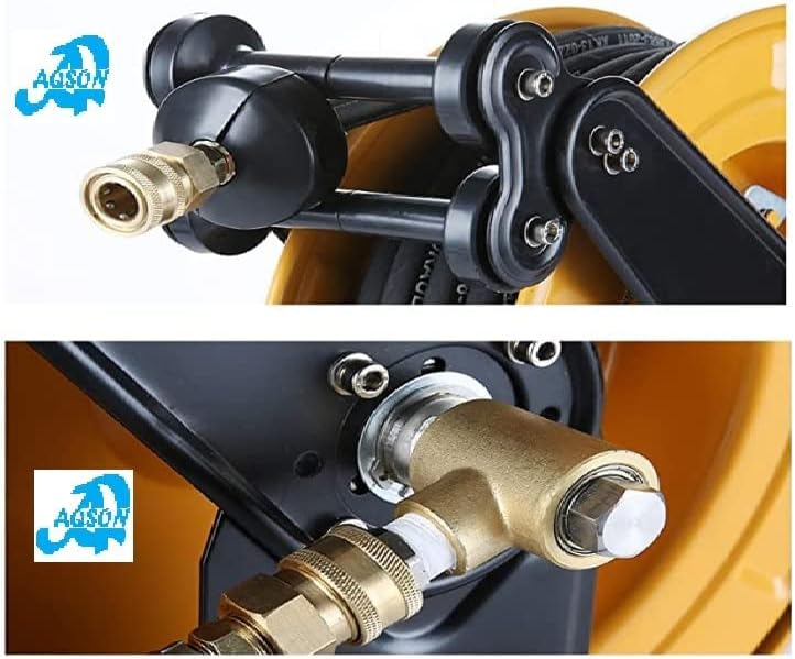 AQ AQSON بكرة خرطوم الهواء القابلة للسحب AQSON - 3/8" × 50' خرطوم هجين ثقيل الاستخدام مع هيكل فولاذي - Image 4