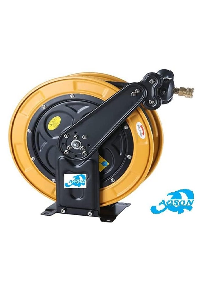 AQ AQSON بكرة خرطوم الهواء القابلة للسحب AQSON - 3/8" × 50' خرطوم هجين ثقيل الاستخدام مع هيكل فولاذي - Image 3