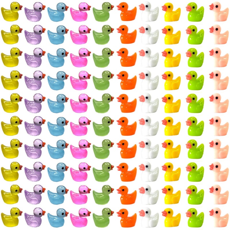 Cidinge 100pcs Mini Luminous Ducks Resin Ducks for Micro Garden Dollhouse Decor - Image 3