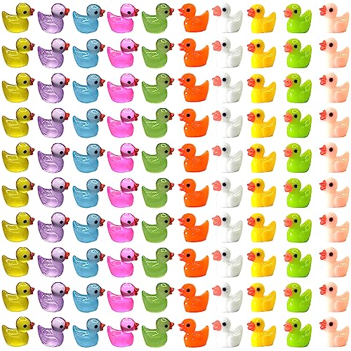 Cidinge 100pcs Mini Luminous Ducks Resin Ducks for Micro Garden Dollhouse Decor - Image 1