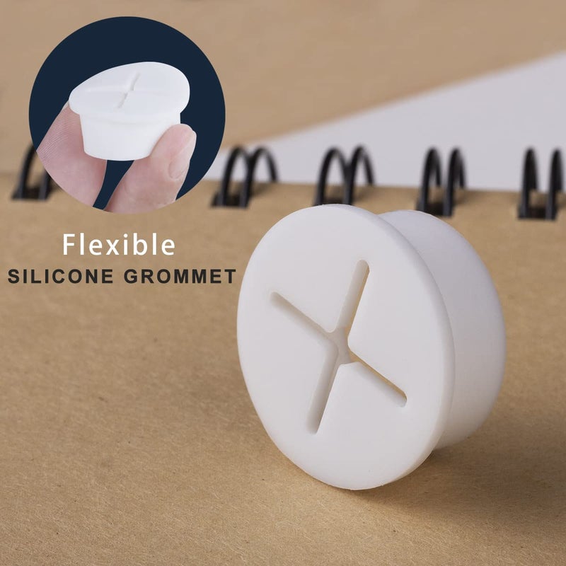 Keenkee 6 Pcs Flexible Silicone Cable Cord Grommet 1 Inch White Grommets In Desk Table And Other Furnitures For Hole Cover Cable Management Wire Organizer Cable Pass Through - Image 5