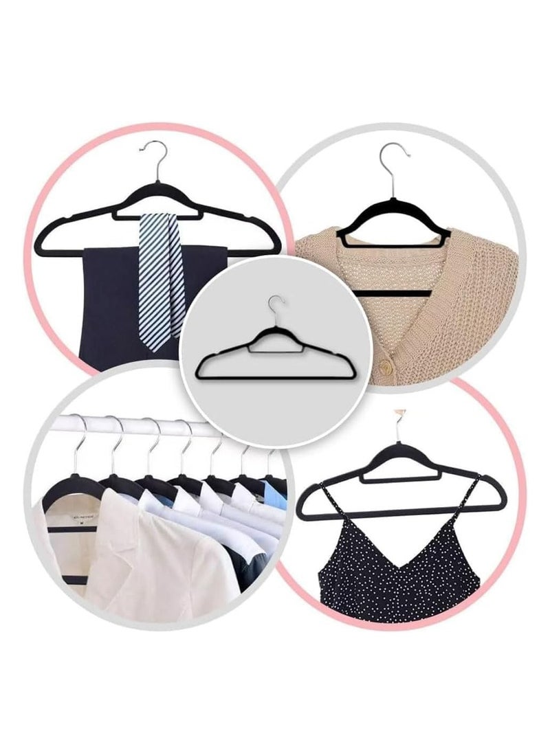 D'HOME D'Home Non-Slip Velvet Suit Hangers – Ultra-Thin, Space-Saving Hangers with 360° Swivel Hook – Strong & Durable Clothes Hangers for Coats, Jackets, Pants, Kandora, Abaya, Kaftan – Black (Pack of 100)  - Image 4