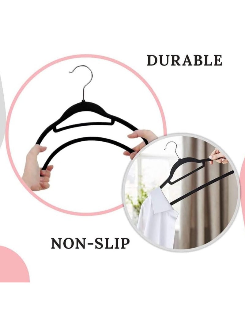 D'HOME D'Home Non-Slip Velvet Suit Hangers – Ultra-Thin, Space-Saving Hangers with 360° Swivel Hook – Strong & Durable Clothes Hangers for Coats, Jackets, Pants, Kandora, Abaya, Kaftan – Black (Pack of 100)  - Image 5