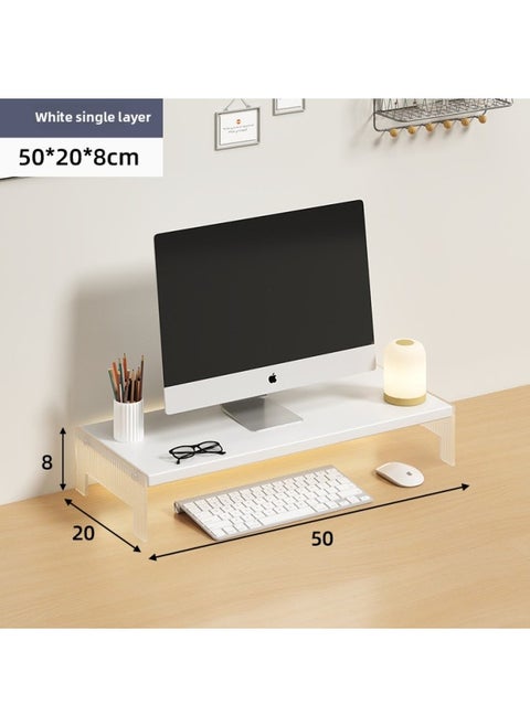 Station Computer Rack Laptop Portable Computer Bracket Desktop Display Pad High Storage Rack Storage Rack-Color:Suspension Acrylic-White