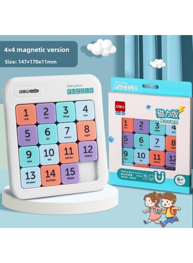 لعبة ألغاز الأطفال الجديدة على شكل حيوان كرتوني Huarong Road، ألغاز ستيريو منزلقة على شكل ديناصور وبطة، ألغاز تنوير - اللون: 【نموذج متقدم 4*4】 طريق Huarong المغناطيسي - Image 1