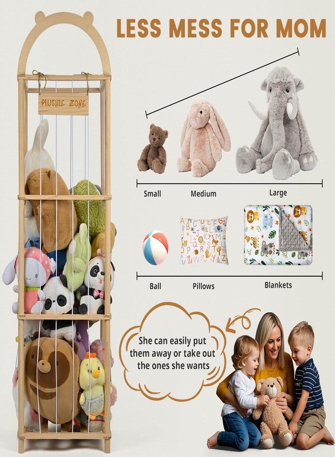 OCERAVE Stuffed Animal Storage, Vertical Stuffed Animal Holder with Thicker Elastic Band, Solid Wood Plushies Storage Decoration and Space Saving for Playroom, Kids Bedroom, Nursery Room. 57"(4.7ft) - Image 3