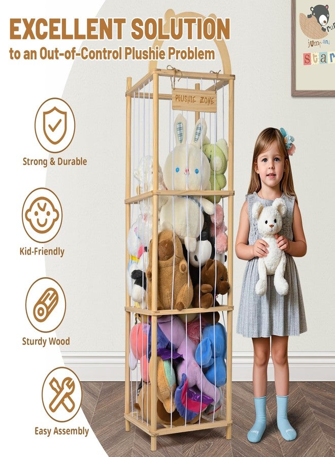 OCERAVE Stuffed Animal Storage, Vertical Stuffed Animal Holder with Thicker Elastic Band, Solid Wood Plushies Storage Decoration and Space Saving for Playroom, Kids Bedroom, Nursery Room. 57"(4.7ft) - Image 2