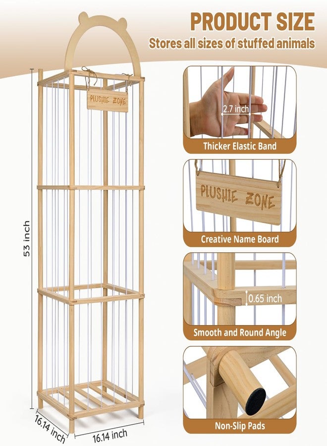 OCERAVE Stuffed Animal Storage, Vertical Stuffed Animal Holder with Thicker Elastic Band, Solid Wood Plushies Storage Decoration and Space Saving for Playroom, Kids Bedroom, Nursery Room. 57"(4.7ft) - Image 4