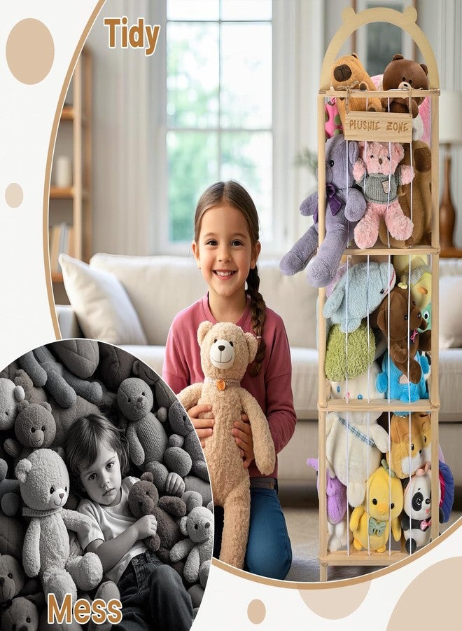 OCERAVE Stuffed Animal Storage, Vertical Stuffed Animal Holder with Thicker Elastic Band, Solid Wood Plushies Storage Decoration and Space Saving for Playroom, Kids Bedroom, Nursery Room. 57"(4.7ft) - Image 5
