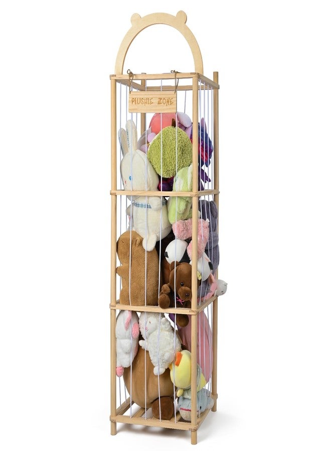 OCERAVE Stuffed Animal Storage, Vertical Stuffed Animal Holder with Thicker Elastic Band, Solid Wood Plushies Storage Decoration and Space Saving for Playroom, Kids Bedroom, Nursery Room. 57"(4.7ft) - Image 1