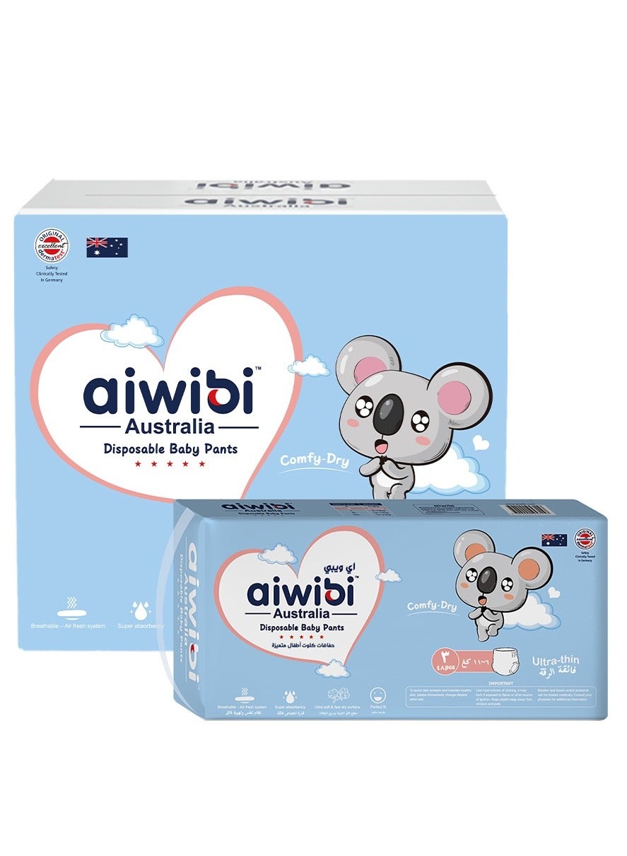 aiwibi Comfy Dry Baby Diaper Pants Size 3 Medium 6-11kg, Soft Pull Up Nappies with Leak Protection-(48 Pcs x 3 Packs)