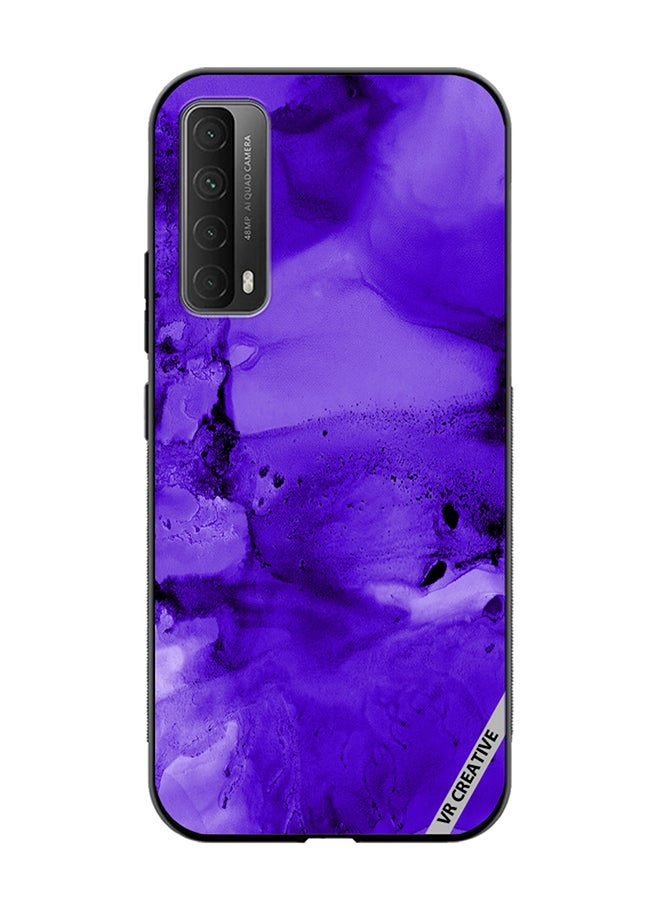 VR CREATIVE Protective Case Cover For Huawei Y7a Violet Alcohol Ink Wash Texture On White Paper Design Multicolour - Image 1