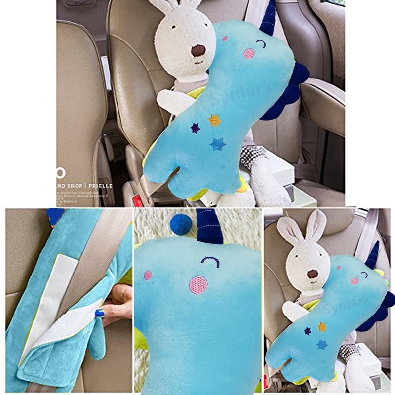 Synlark Synlark® Seatbelt Pillow for Kids, Car Pillow Seat Belt Cushion, Covers Child Seat Head Rest Support Shoulder Pad, Seat Strap Pillows Adjuster for Children Baby (Sky-Blue) - Image 3